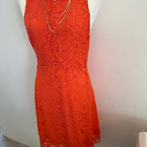 Classical Orange Lace Dress - Sandro Paris - Picture 15 of 17